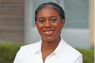 Kemi Badenoch Conservative Party leader while visiting Adenbrok Hospital, Cambridge